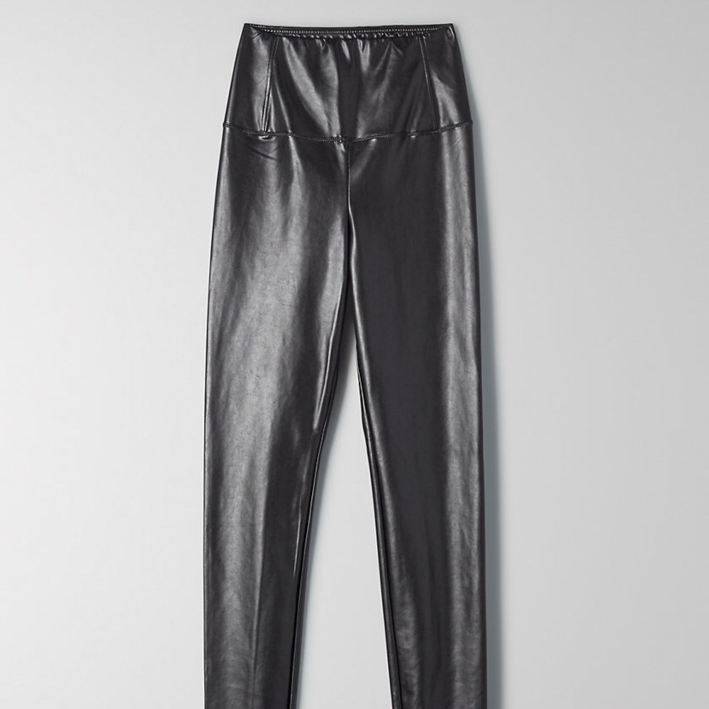Aritzia Black Faux Leather High-Waist Leggings